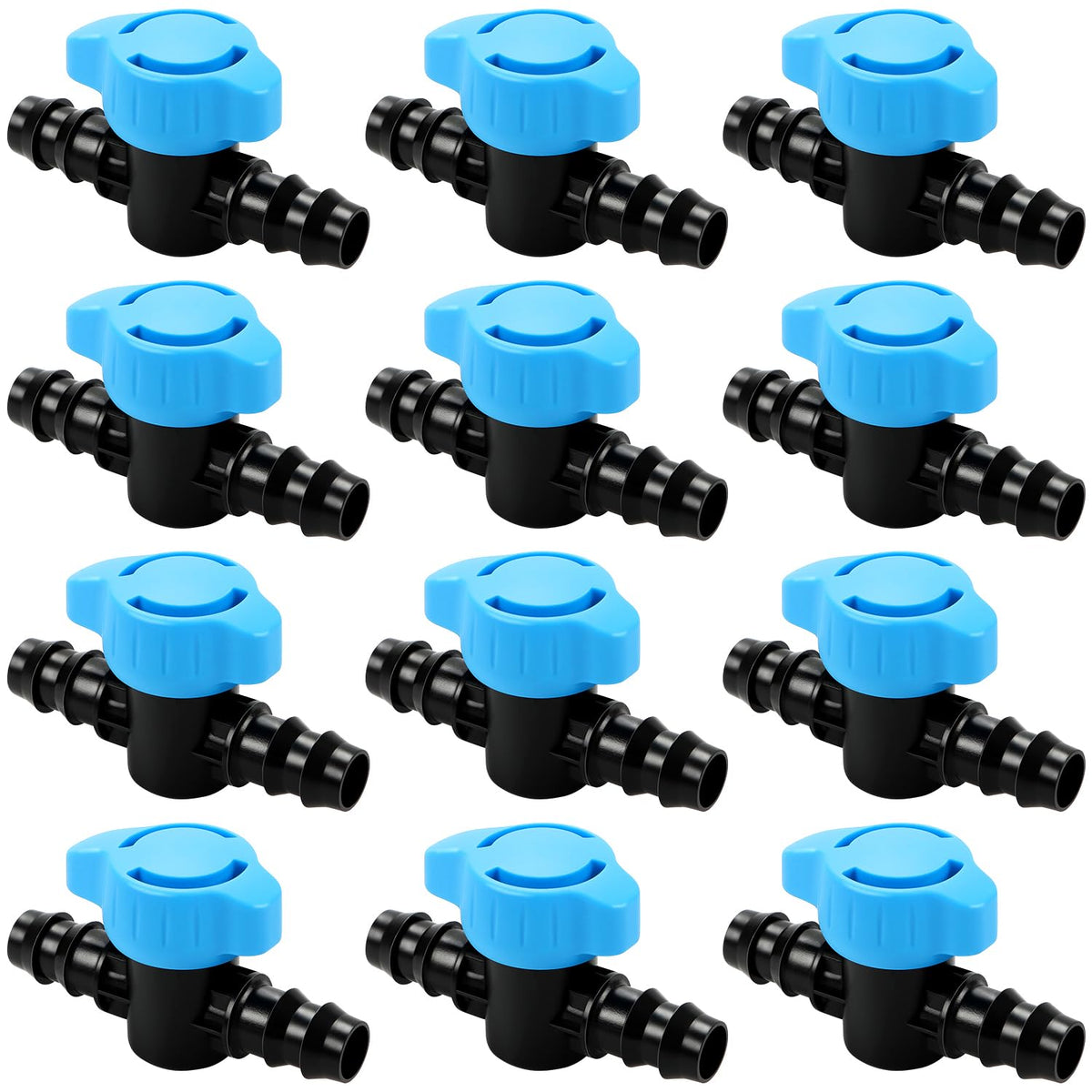 Copadri 12-pack drip valves close-up demonstrates UV-resistant durability.