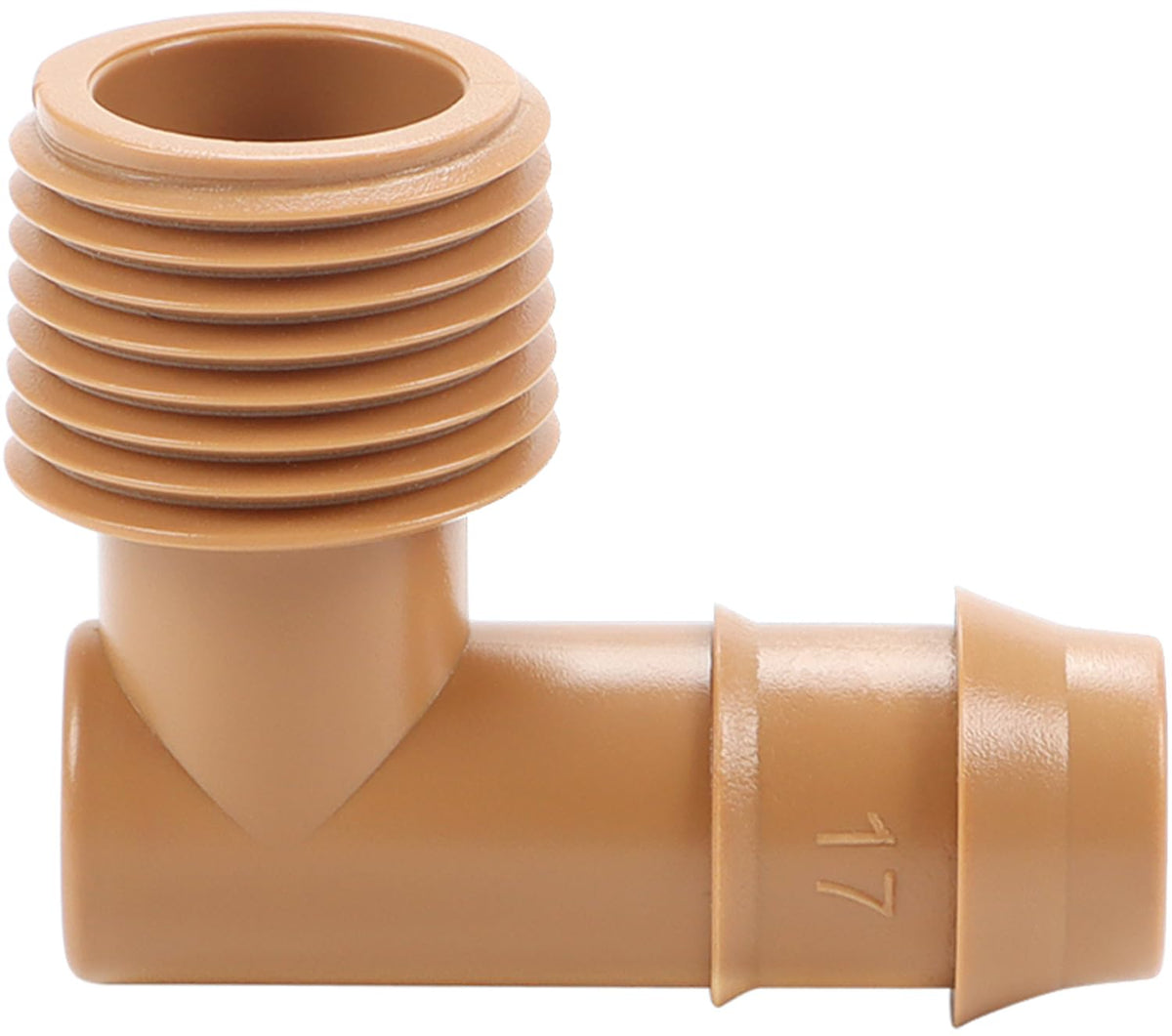 Copadri 12-piece MPT to barb elbow adapters for drip irrigation setups.