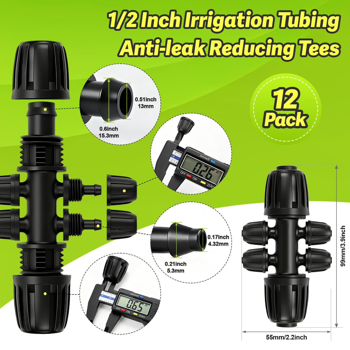 Copadri 12pc reducer fitting with barb design for secure 1/2 to 1/4 inch connections