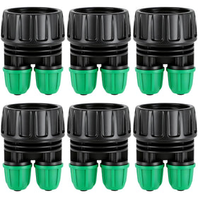 Copadri 6-pack adapters connect 3/4 FHT to 1/4 drip tubing for outdoor taps.