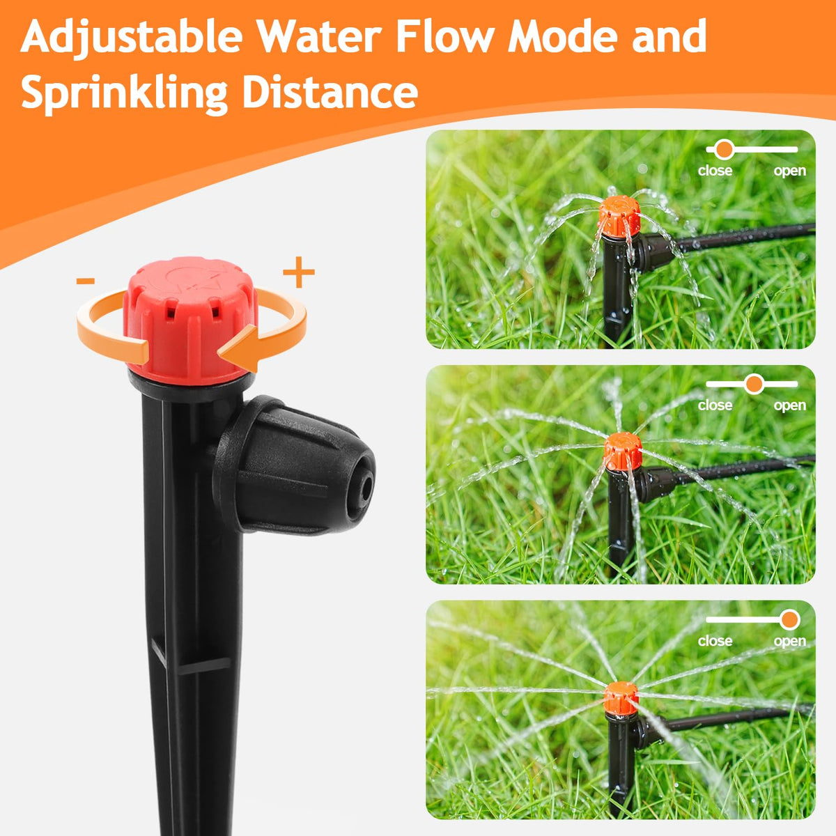 Copadri adjustable flow 360 degree emitter adapts to diverse plant needs.