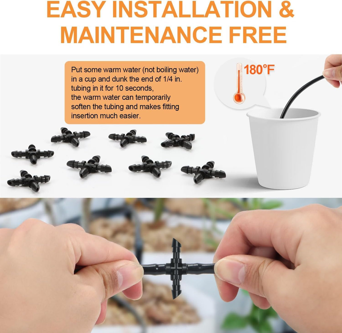 Copadri barbed connectors close-up for quick, glue-free installation