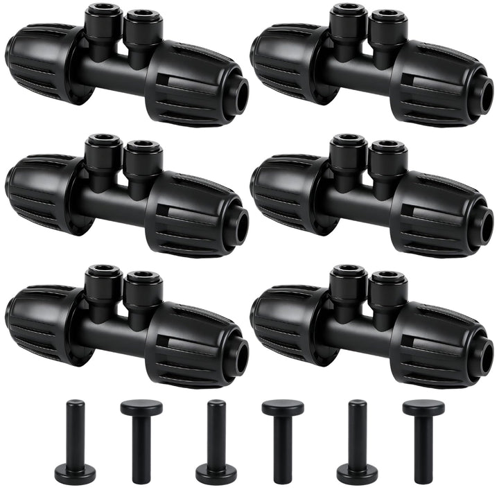Copadri barbed tee reducer connects 1/2 inch to 1/4 inch tubing for efficient irrigation.