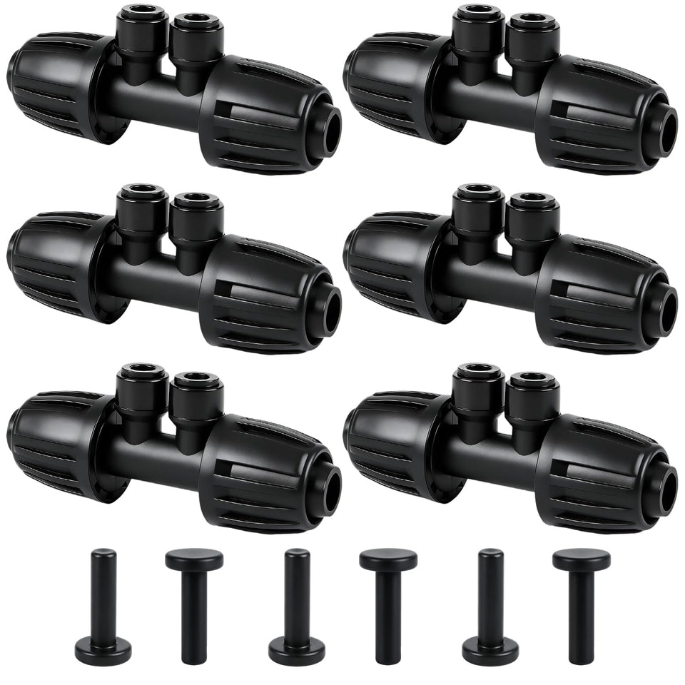 Copadri barbed tee reducer connects 1/2 inch to 1/4 inch tubing for efficient irrigation.