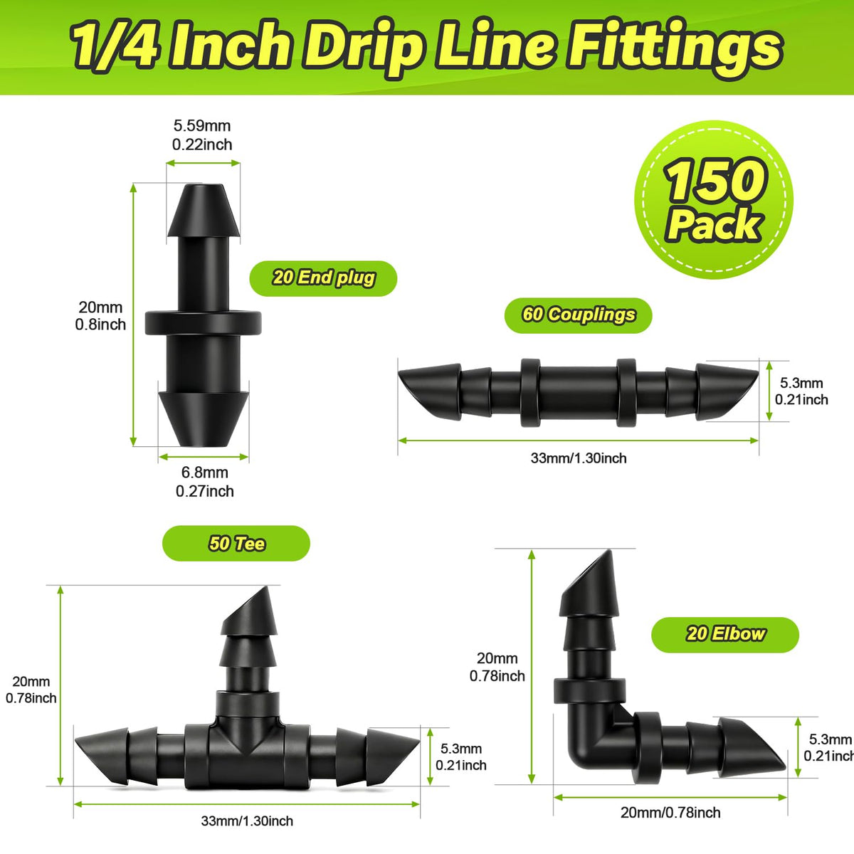 Copadri drip-fitting-set tees close-up showing flexible irrigation layout options