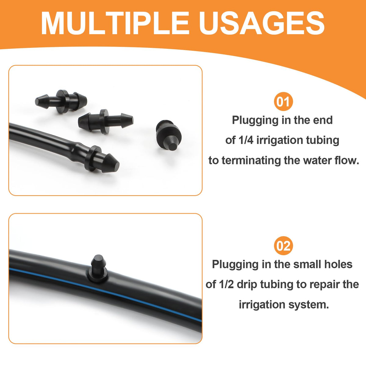 Copadri barbed end cap demonstrating reliable connection to 1/4 inch drip tubing