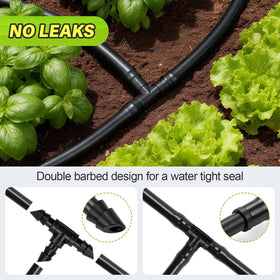Copadri easy-install barb tee for tight, glue-free drip setups.