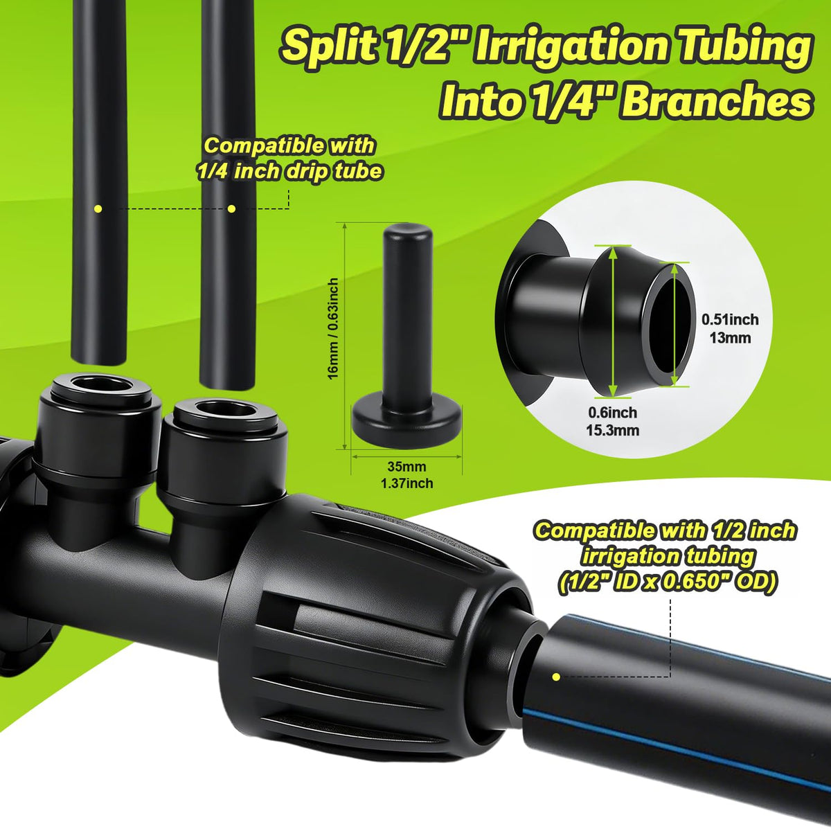 Copadri end plug seals 1/2 inch to 1/4 inch connections for leak-free operation.