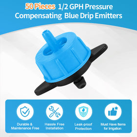 Copadri half-GPH emitter close-up shows reliable flow control.