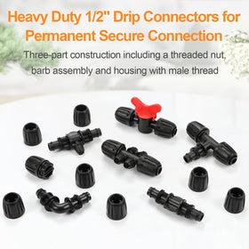 Copadri half-inch drip reducing tee for adapting different tubing sizes.