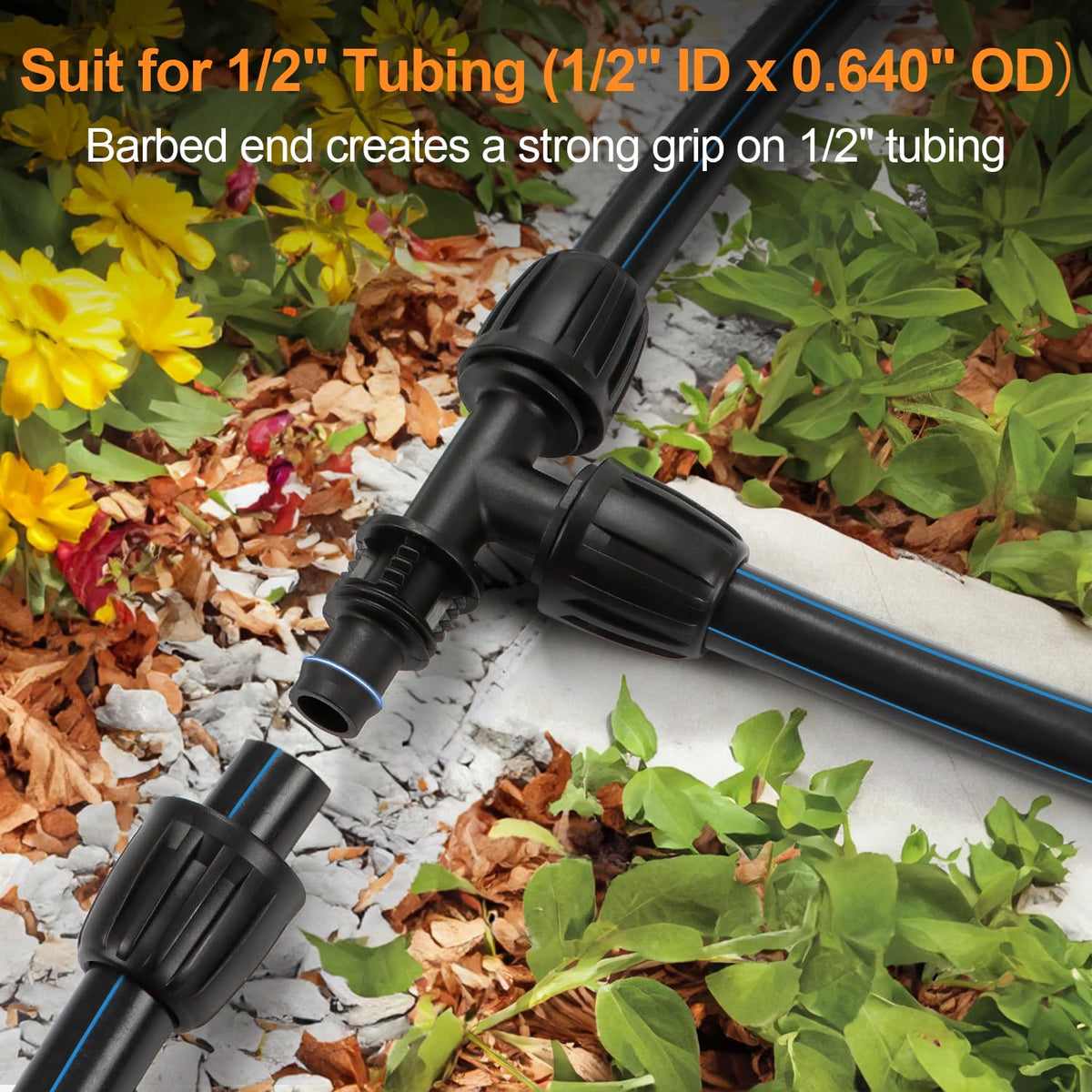 Copadri half-inch drip tee fitting enables branch points in your drip system.