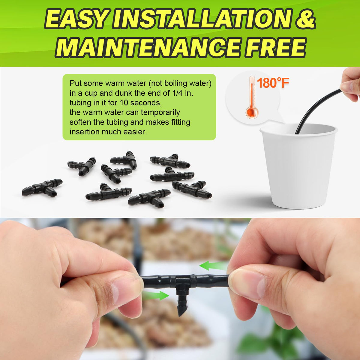 Copadri hot water insertion tip eases 1/4 inch tubing fitting.