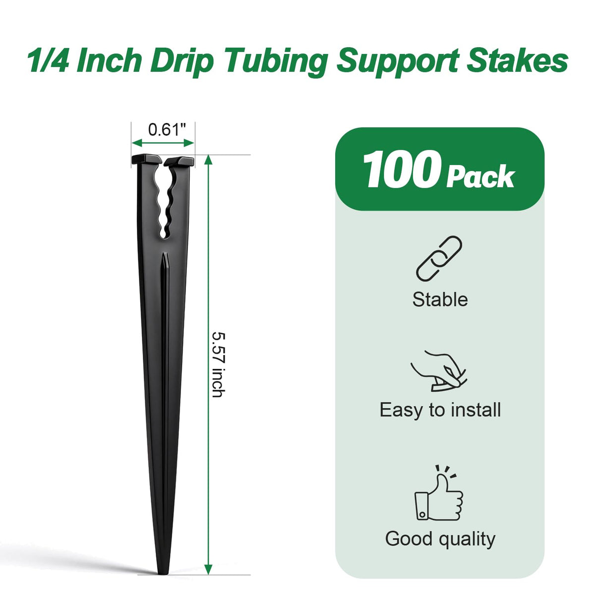 Copadri stake anchors 1/4-inch tubing for stable irrigation lines.