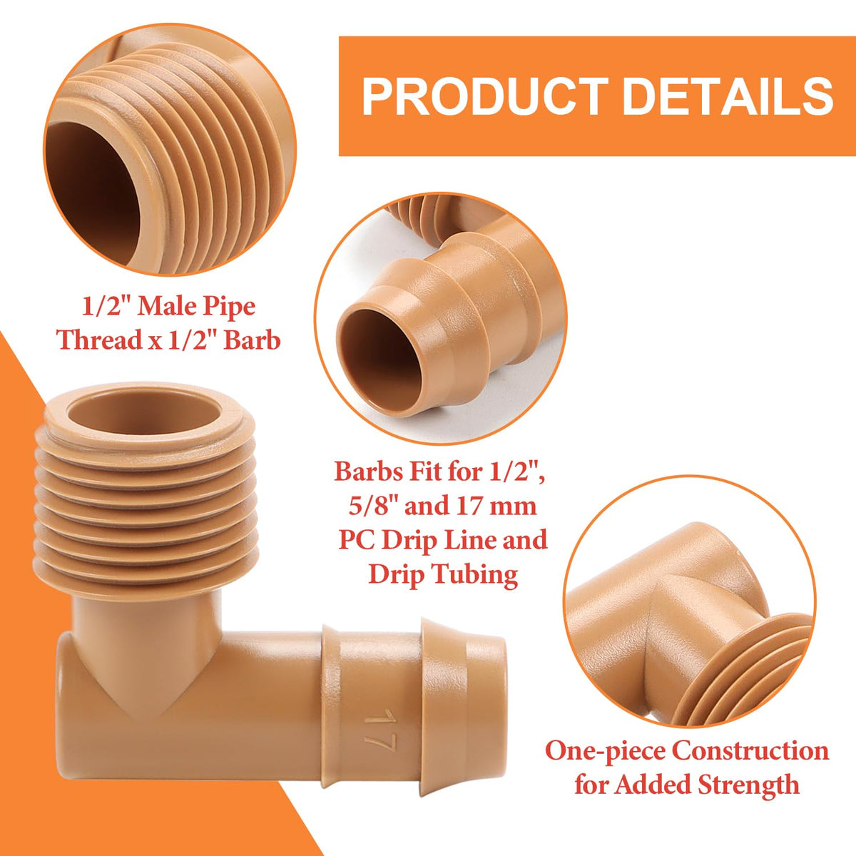 Copadri UV-resistant drip connector for outdoor durability.