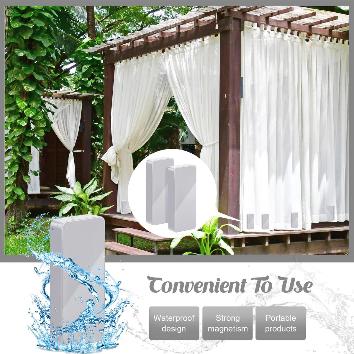 Copkim magnetic weights resist gusts on patio curtains.