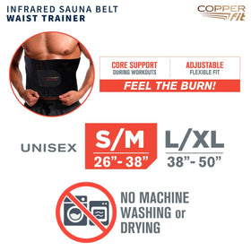 Copper Fit Infrared Sauna Belt with adjustable hook-and-loop closure for a secure fit.