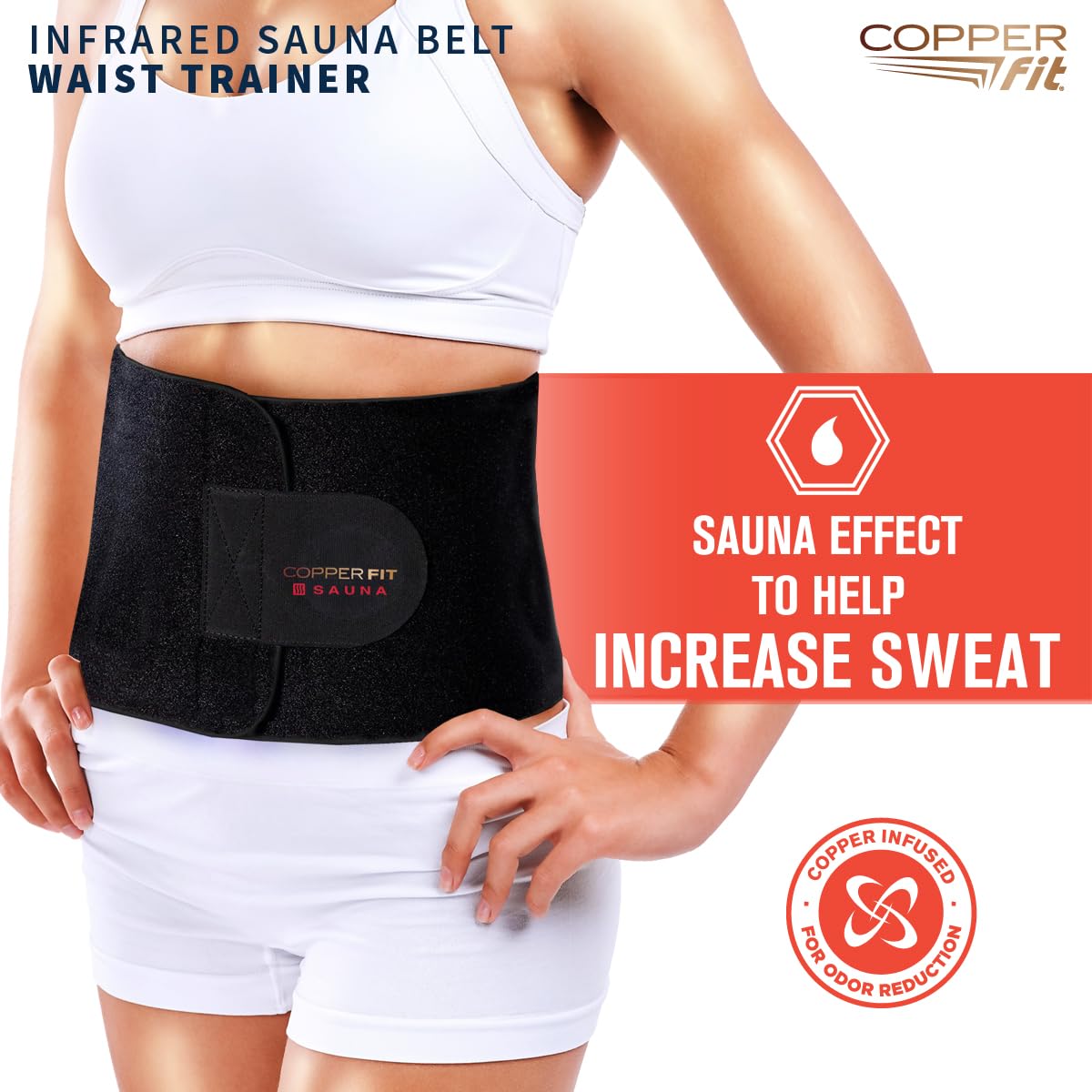 Copper Fit belt uses copper-infused fabric to help reduce odor during wear.