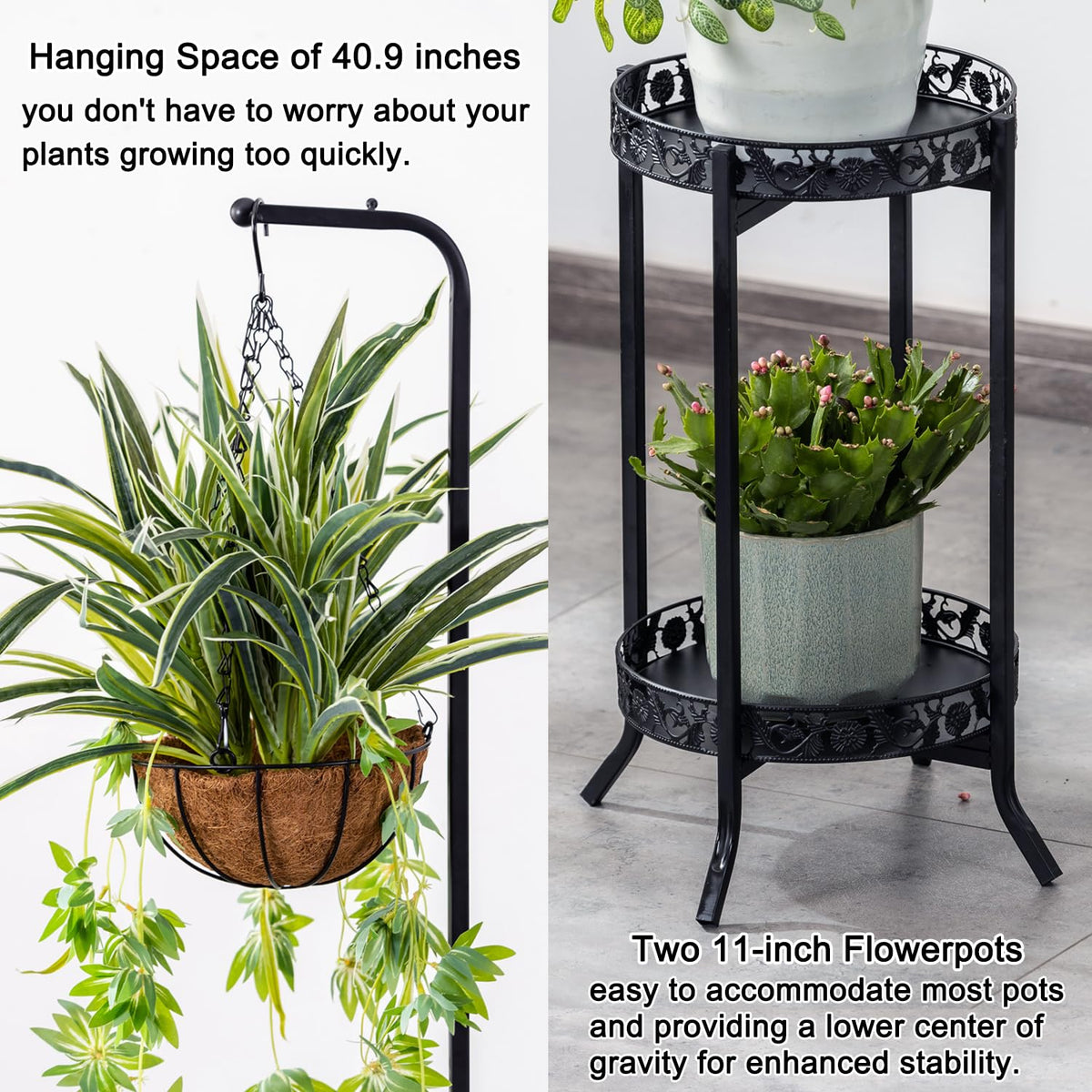 COPREE indoor outdoor planter rack supports two pots year-round.