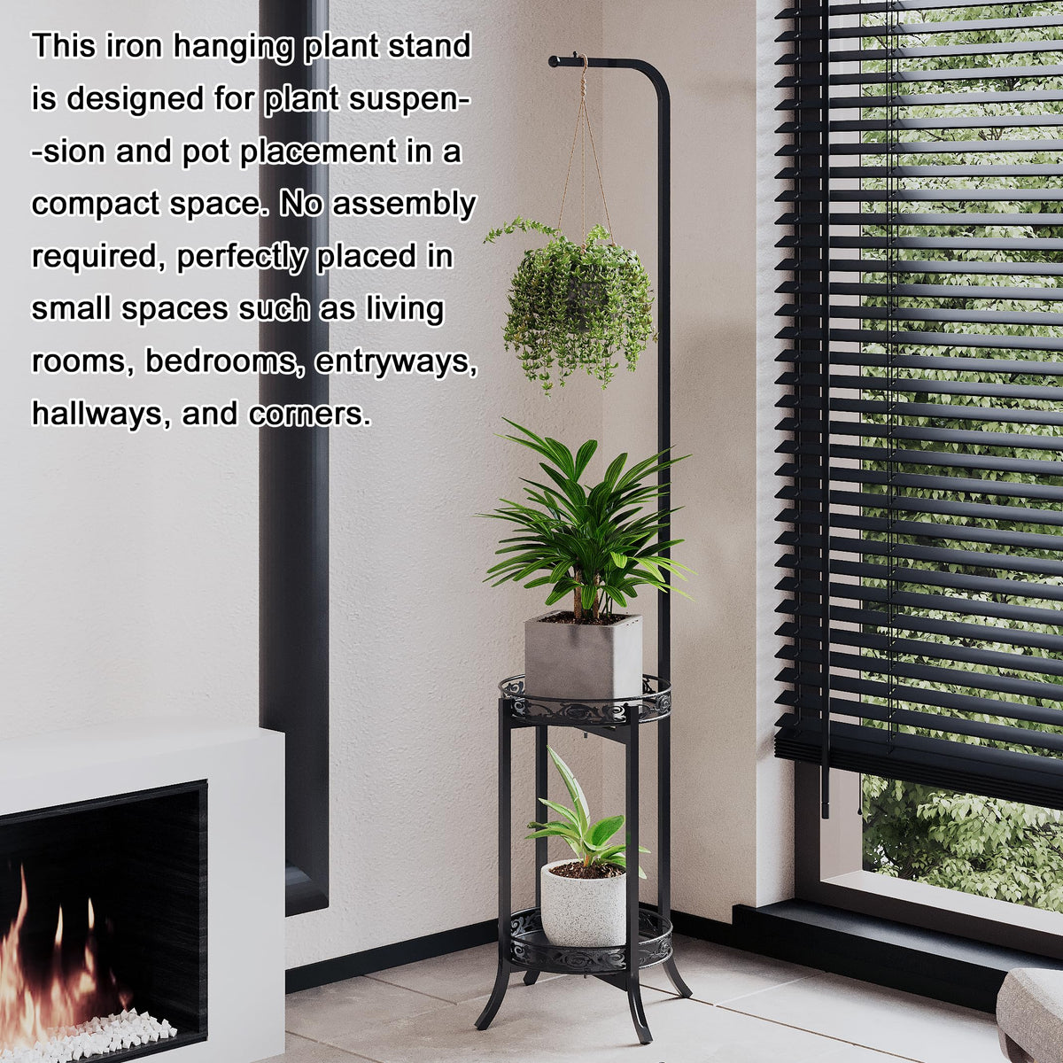 COPREE two-tier hanging plant stand discs provide secure support for heavier pots.