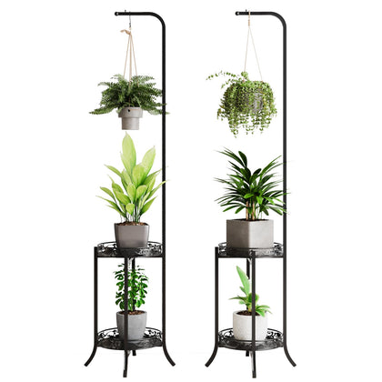 COPREE two-tier hanging plant stand top-rod allows generous plant display options in any room.
