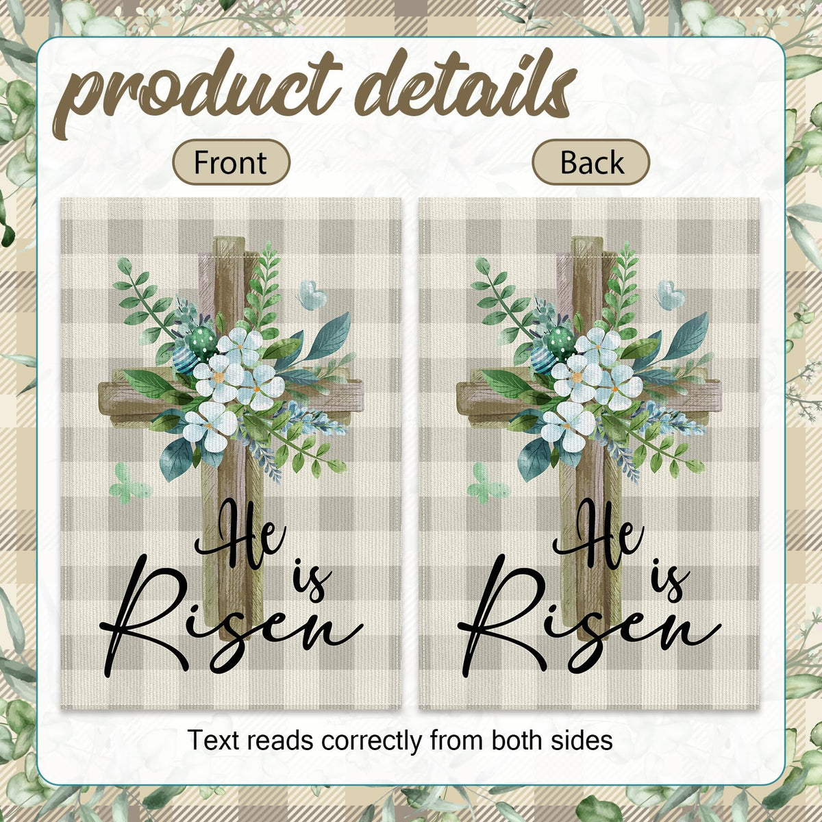 CoquetteBow012 Double-sided watercolor Easter flag graphics for versatile yard decor.