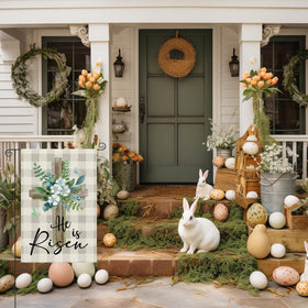 CoquetteBow012 Easter garden flag for porch, deck, or yard decor.