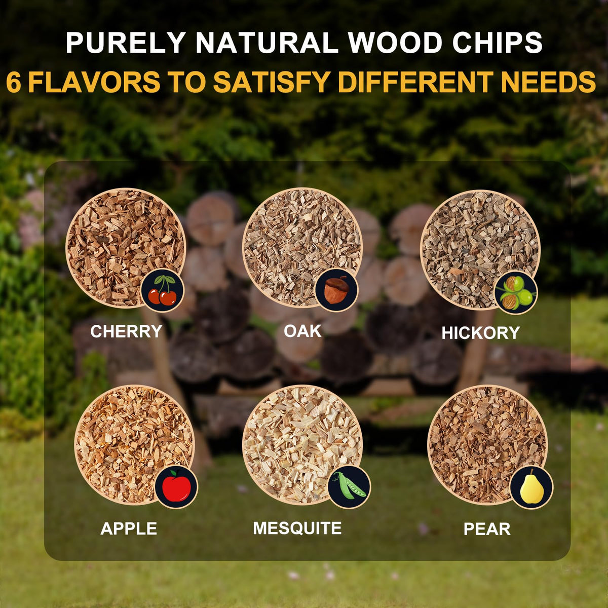 Cor cordium pear wood chips for smoking, subtle fruit notes.