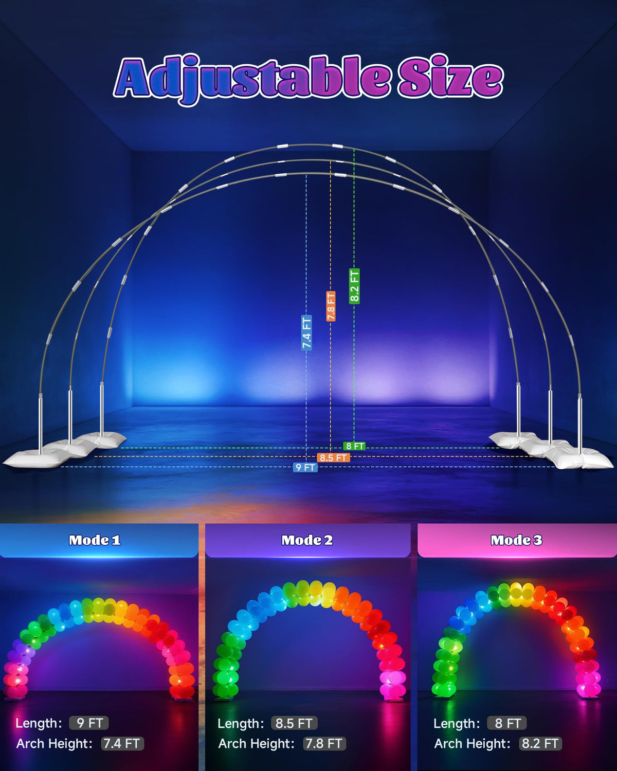 CORALMEE balloon arch width-adjustable for fitting spaces and entrances