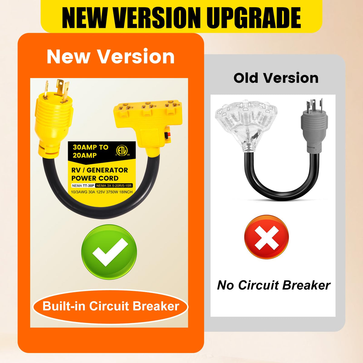 Heavy-duty 10 AWG copper wires resist heat and moisture for rugged outdoor use