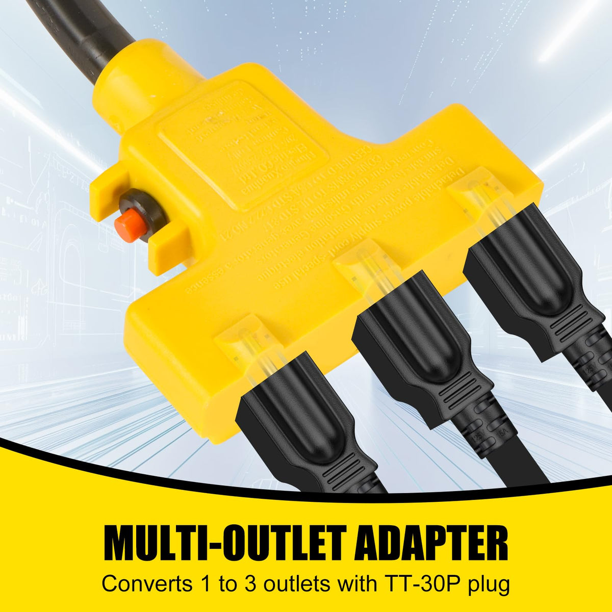 Secure twist-lock L5-30P plug ensures stable RV or generator connections