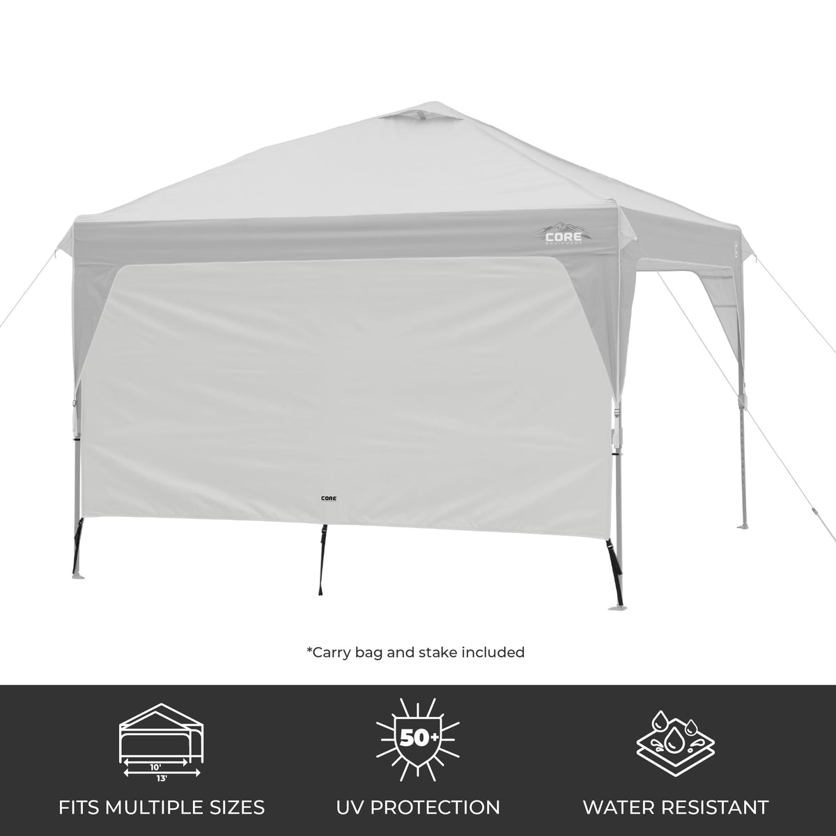 CORE Sunwall with integrated guyline keeps the canopy stable in breeze.