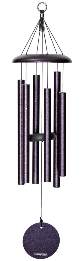 Corinthian Bells Plum wind chime close-up highlighting color and precise tuning for crisp tones.