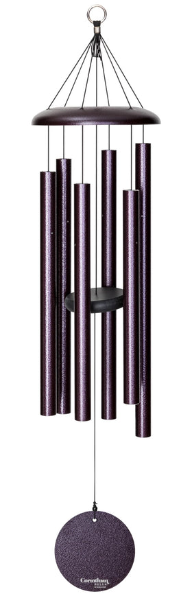 Corinthian Bells 36 plum wind chime close-up shows durable aluminum tubes for clear tones