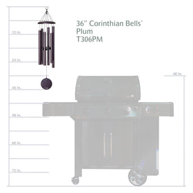 Corinthian Bells plum wind chime packaging emphasizes gift-ready presentation