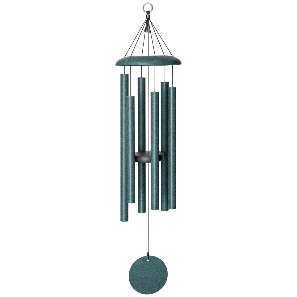 Corinthian Bells 36-inch green wind chime for outdoor garden ambience and relaxing sound