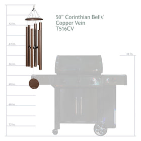 Corinthian Bells chime installed near patio provides tranquil soundscape during breezy afternoons.