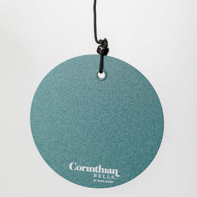 Patina green chime in a patio setting enhances landscape and mood