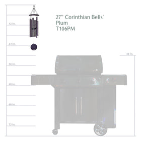 Corinthian Bells Plum chime on a patio setup highlighting versatile outdoor decor.