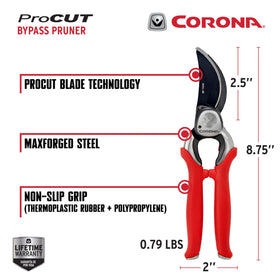 Corona BP 7200 1-inch cutting capacity enables pruning thick live branches easily.