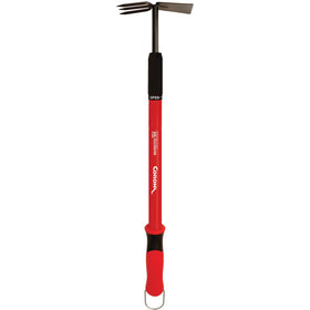 Corona GT3060 extendable handle hoe in action reducing bending during raised-bed weeding
