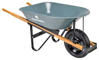 Corona Tools wheelbarrow in a box being assembled for quick garden setup.