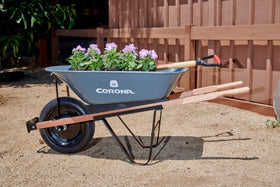 Corona Tools easy-assembly wheelbarrow in a box design for quick setup.