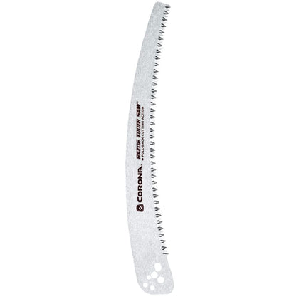 Corona Tree Pruner Saw Blade close-up, showcasing durable high carbon steel edge for precise pruning.