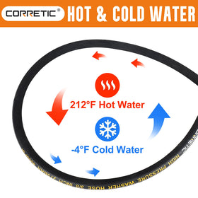 Corretic hose compatibility with hot and cold water in a wide range