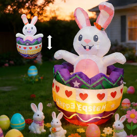 Cortile 6ft Easter bunny inflatable boosts outdoor curb appeal.