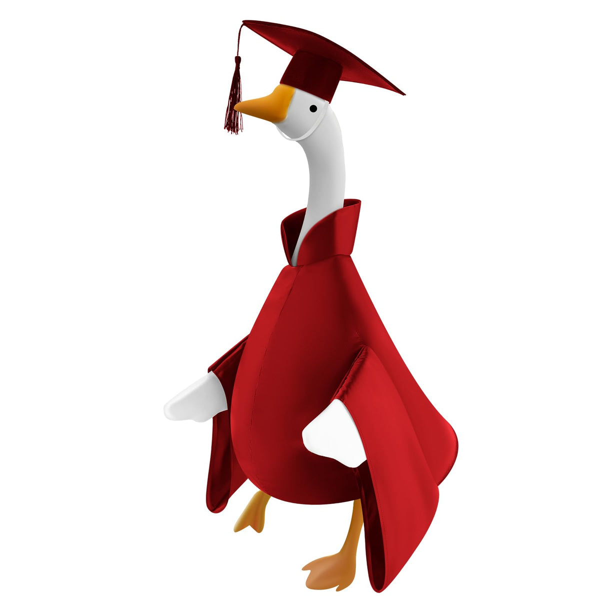 Cosblank Graduation Goose Outfit on a 23-inch goose statue for festive yard decor.
