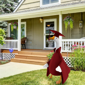 Cosblank graduation goose outfit back view adds visual depth to porch decor