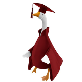 Cosblank graduation goose outfit front view on a 23'' statue for festive yard charm