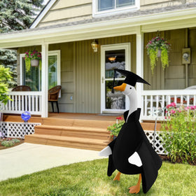 Cosblank lawn statue outfit for cement goose makes a charming graduation display.