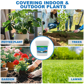 Cosbur 3lb water crystals reduce watering frequency in potted plants.